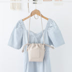 Soft PU Cute Mini Mobile Phone Bag - Fashionable Pleated Shoulder Women's Bag, Simple Drawstring Crossbody Small Square Bag