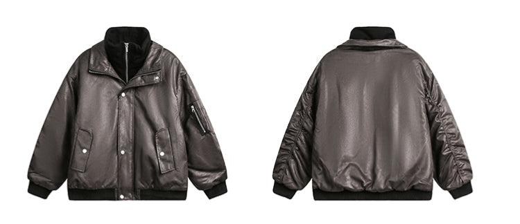 American-style Fake Two-piece Suede Bomber Jacket Cotton-padded Jacket Pi-Mart