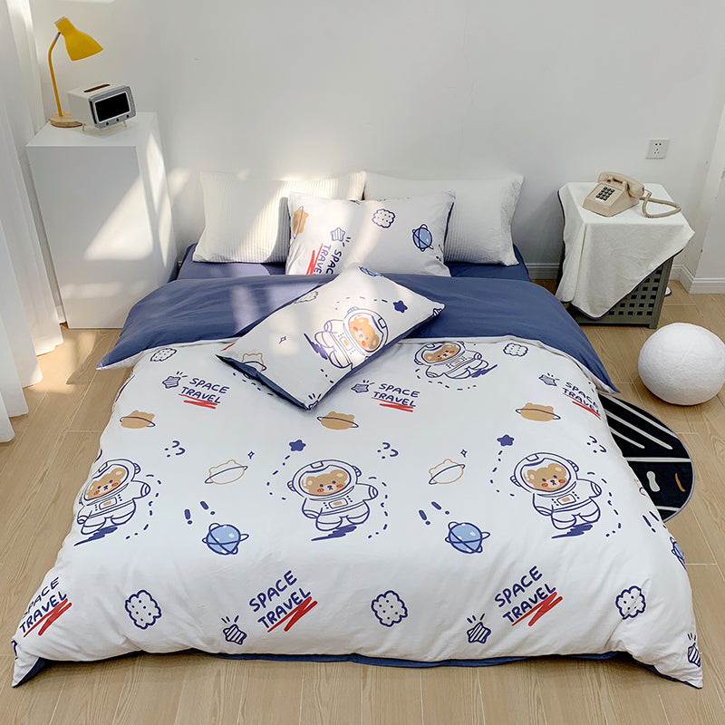 Cotton Four-piece Set Girl Heart Cartoon Pure Cotton  Linen Duvet Cover Bed Pi-Mart
