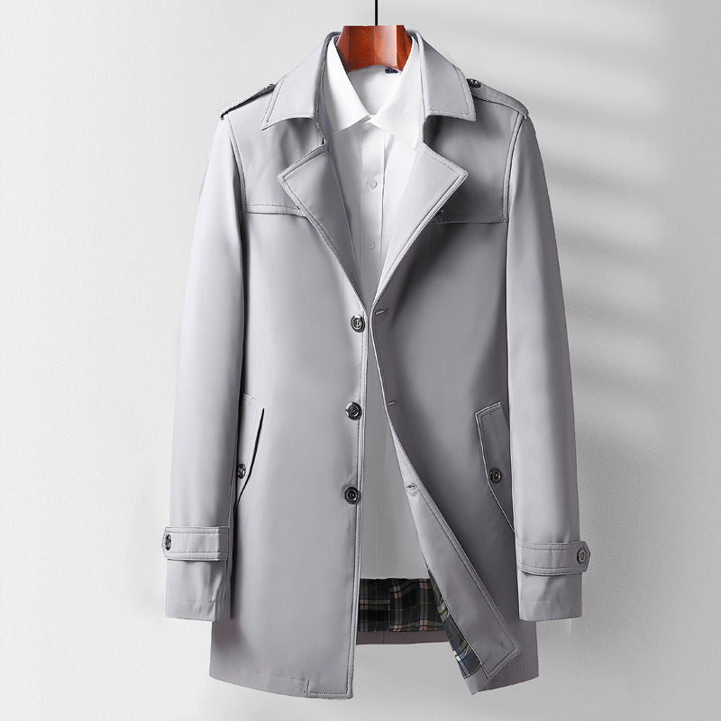 Mid-length Lapel Casual Fashionable Versatile Trench Coat For Young And Middle-aged Pi-Mart