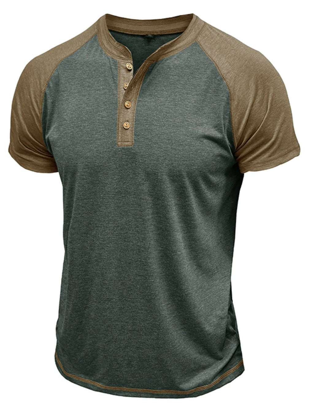Men's Raglan Henley Color Block T-Shirt