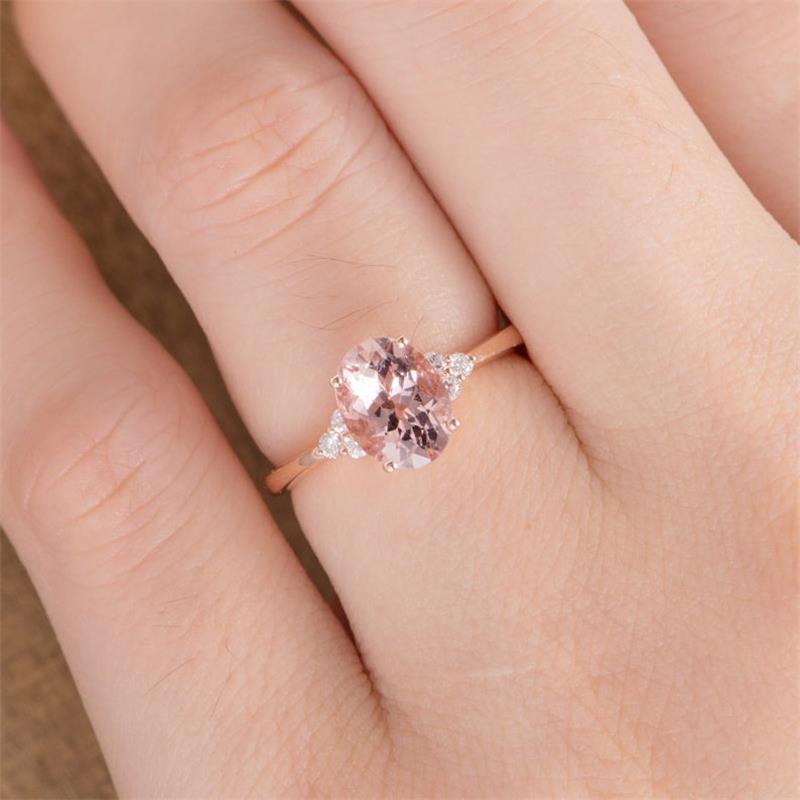 Oval Zircon Ring Female European And American Pi-Mart