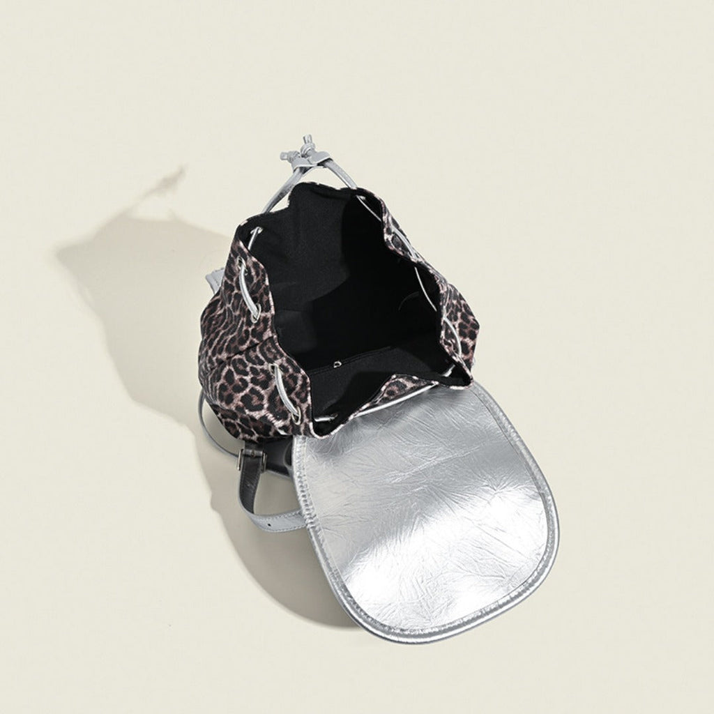 Retro contrasting leopard print backpack, women's autumn and winter design commuter versatile backpack - SJB-DIAMOND ELITES