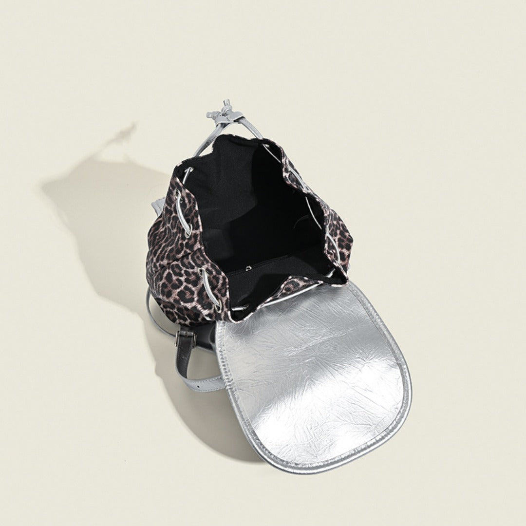 Retro contrasting leopard print backpack, women's autumn and winter design commuter versatile backpack - SJB-DIAMOND ELITES