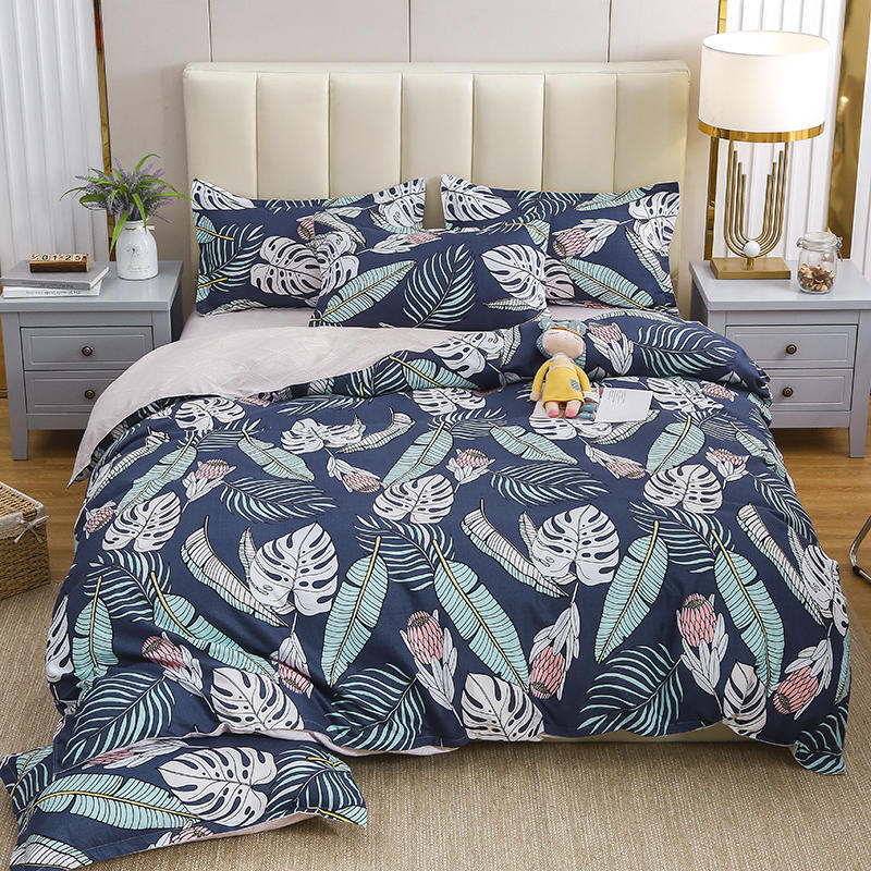 Simple Cotton Sanding Four-piece Set Thickening Small Bed Quilt Cover Pi-Mart