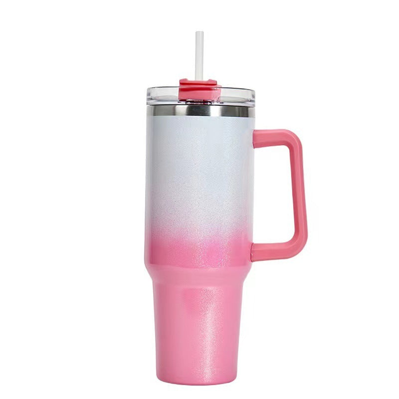 40oz Straw Coffee Insulation Cup With Handle Portable Car Stainless Steel Water Bottle LargeCapacity Travel BPA Free Thermal Mug Pi-Mart
