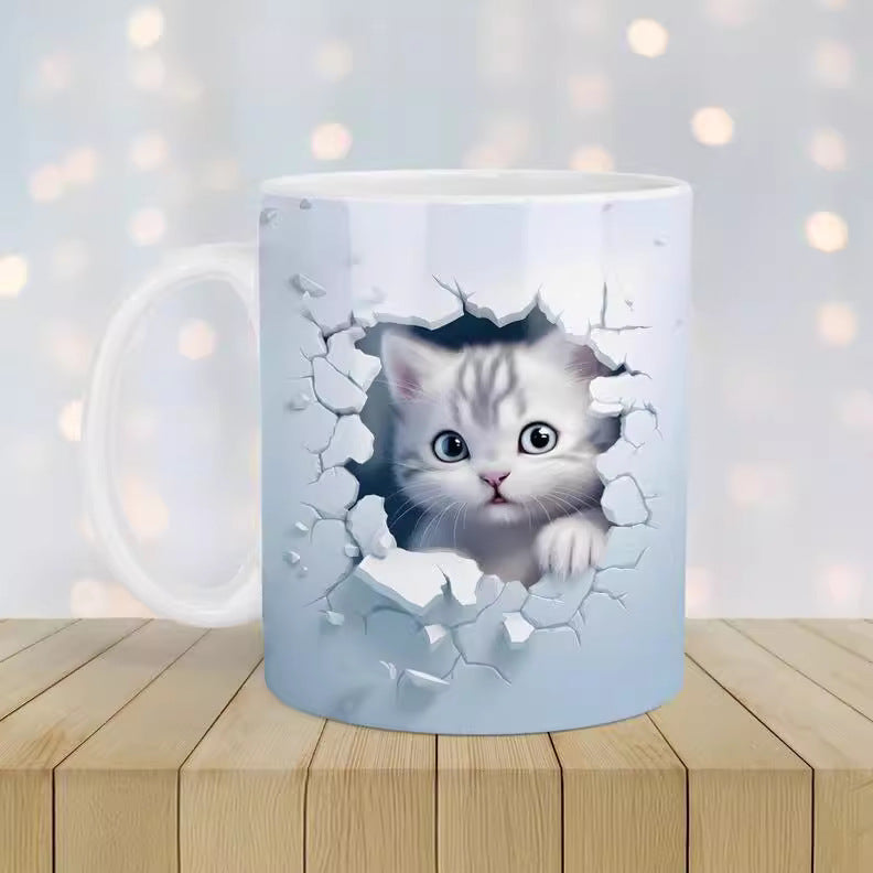 Cat Hollow Wall Ceramic Coffee Mug Pi-Mart