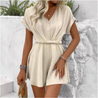 Women's Batwing Sleeve Kinked One-piece Shorts Pi-Mart