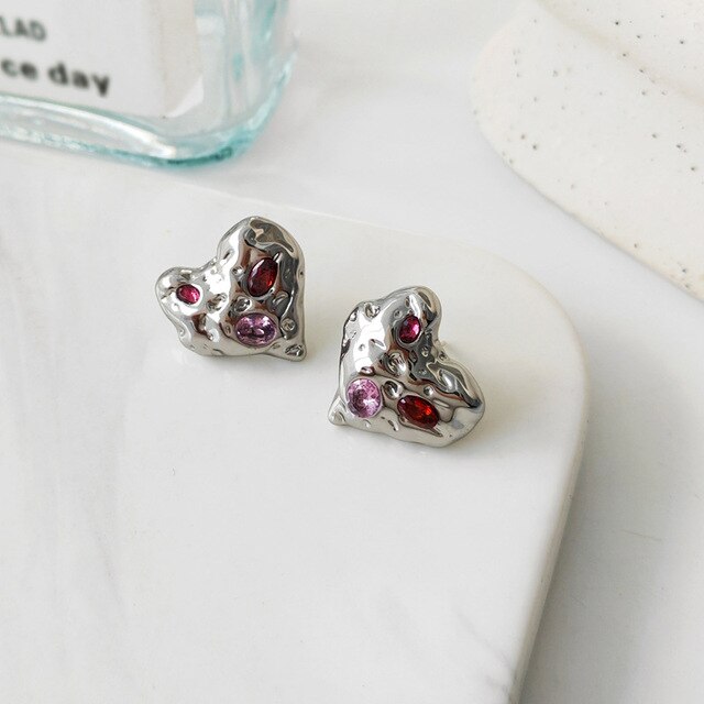 Irregular Heart Stud Earrings Pi-Mart