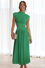 Modern Cutout Mock Neck Sleeveless Ruched Dress Elegant Dress For Women Stevvex