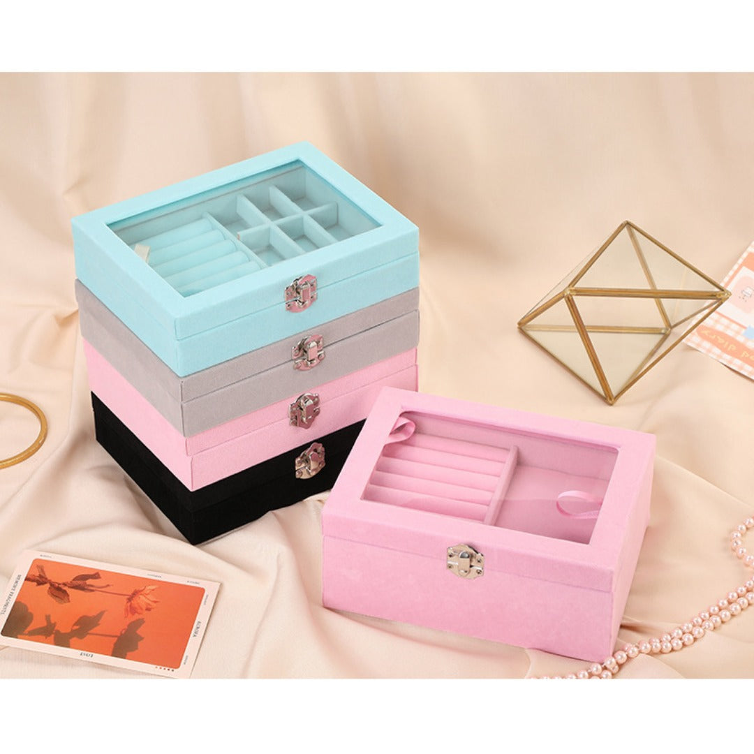 Flannel dustproof jewelry box with lid, ring earrings, earrings, necklace storage box, anti-oxidation jewelry storage box - SJB-DIAMOND ELITES