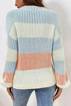 Pink Colorblock Knit Bubble Sleeve Sweater – Femstylo