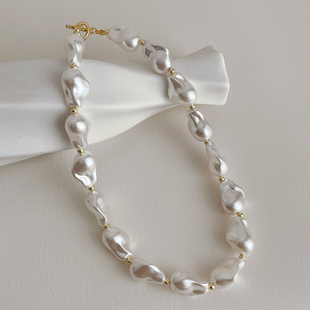 Baroque Pearl Buckle Necklace Pi-Mart