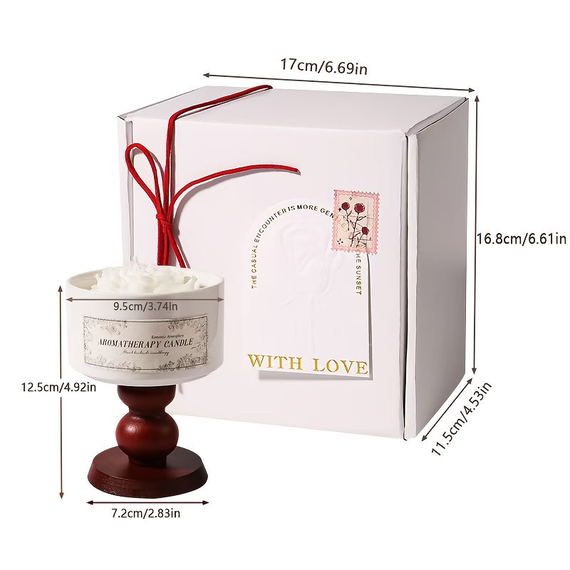 Luxury Soy Wax Scented Candle - 5.3oz Rose, Lavender, Gardenia | Elegant Gift Box for Christmas, Birthdays & Graduations | Home Decor with Ceramic Container & Wooden Base Lootquake LLC