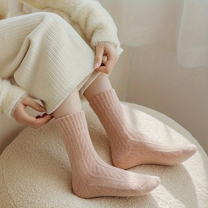 4 Pairs Thickened Socks, Warm & Comfy Terry Mid Tube Socks, Women's Stockings & Hosiery Lootquake LLC