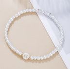 Dainty Faux Pearl Bead Initial Bracelet for Women Pi-Mart