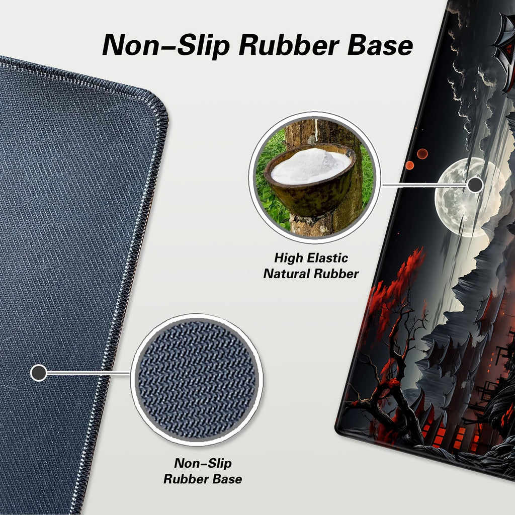 Japanese Style Full Moon River Landscape Desk Mat, Non-Slip Rubber Gaming Mouse Pad, Extended Keyboard Mat for Office and Home Decor, 35.4 x 15.7 Inches Lootquake LLC