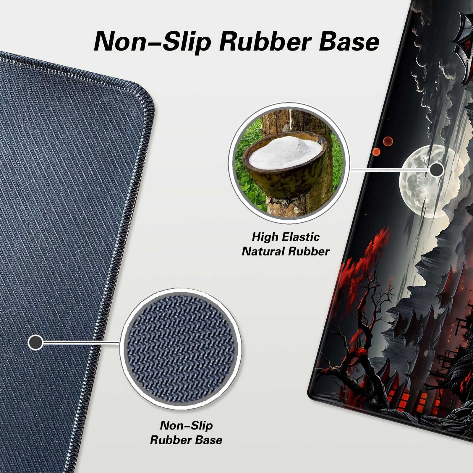 Japanese Style Full Moon River Landscape Desk Mat, Non-Slip Rubber Gaming Mouse Pad, Extended Keyboard Mat for Office and Home Decor, 35.4 x 15.7 Inches Lootquake LLC