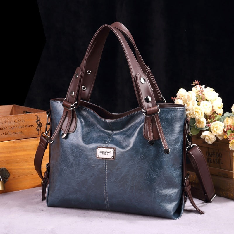 Retro Fashion Tote Casual Soft Leather Shoulder Crossbody Large Capacity Women's Bag Pi-Mart