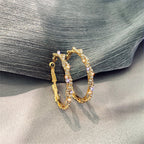 Shiny Screw Crystal Round Hoop Earrings Pi-Mart