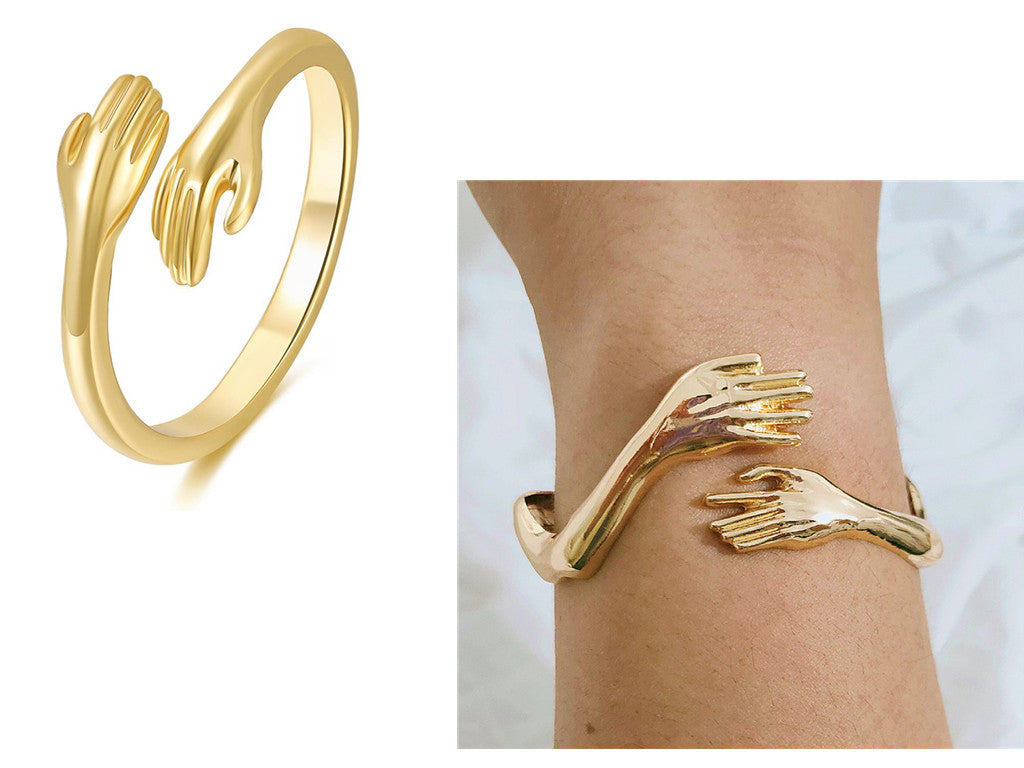 Goth Hand Hug Bracelet For Women Men Cuff Bangle Adjustable Lover Couple Bracelets Pi-Mart