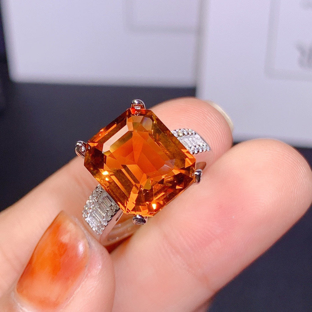 Large Grain Natural Citrine Ring Black Velvet Pi-Mart