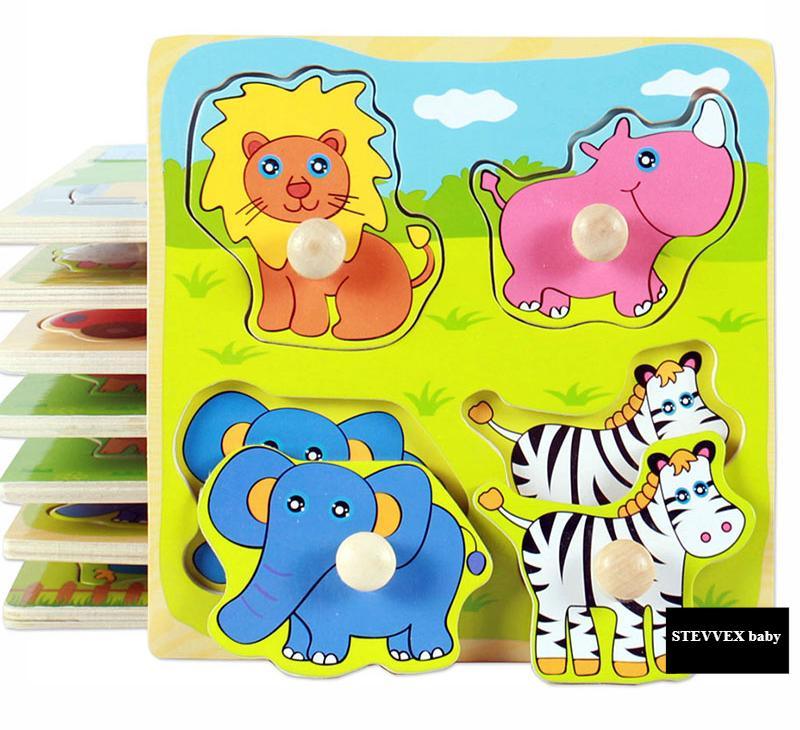 New Hand Grab Board Wooden Puzzle Toys for Children Cartoon Animal Fruit  Kids Baby Early Educational Learning Toy - SJB-DIAMOND ELITES