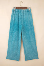 Lapis Mineral Wash Knot High Waist Raw Hem Pants