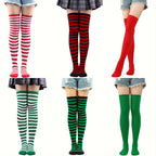 Vibrant Striped Knee High Socks - Women's Calf Socks for Music Festival, Cosplay Party, and Fashion Statement - Soft, Stretchy, and Comfortable Stockings & Hosiery for All-Day Wear Lootquake LLC