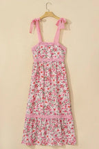 Green Floral Lace Tied Strap Empire Waist Maxi Dress