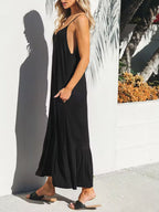 V-Neck Ruffled Hem Midi Dress Stylish And Comfortable Dress For Women