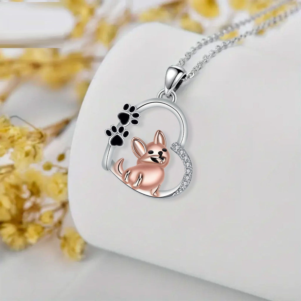 Lovely Heart-shaped Design Pet Dog Pendant Necklace Personality Pi-Mart