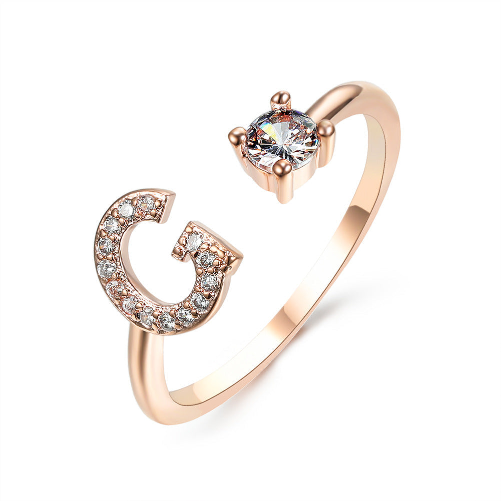 Adjustable 26 Initial Letter Ring Fashion Jewelry For Women Simple Elegant Jewelry Pi-Mart