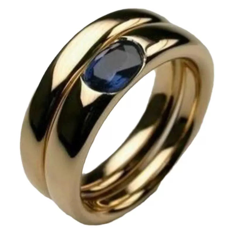 18K Gold Copper Inlaid Zircon Ring Personalized Creative High Sense Female Pi-Mart