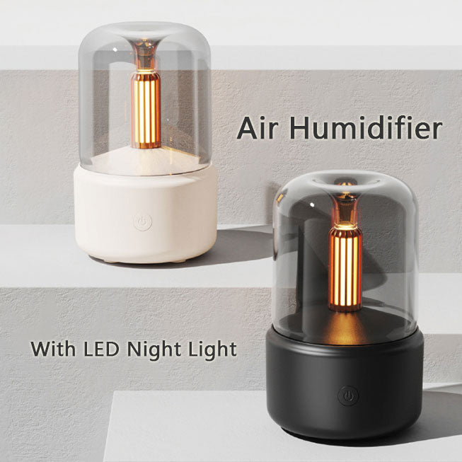 Atmosphere Light Humidifier Candlelight Aroma Diffuser Portable 120ml Electric USB Air Humidifier Cool Mist Maker Fogger 8-12 Hours With LED Night Light Pi-Mart