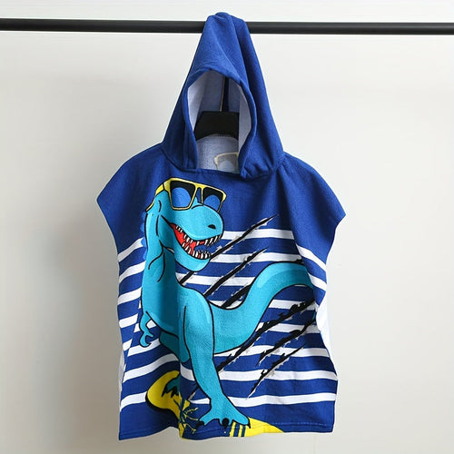 1pc Children's Bath Towel, Cartoon Pattern Hooded Bathrobe, Soft Microfiber Kids' Bath Towel, Soft Cloak Blanket, Wearable Beach Towel, Beach Essential, Bathroom Supplies Lootquake LLC