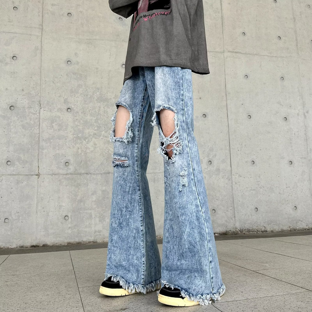Retro Make Old Ripped Slim-fit Blue Jeans Lootquake LLC
