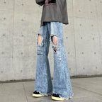 Retro Make Old Ripped Slim-fit Blue Jeans Lootquake LLC
