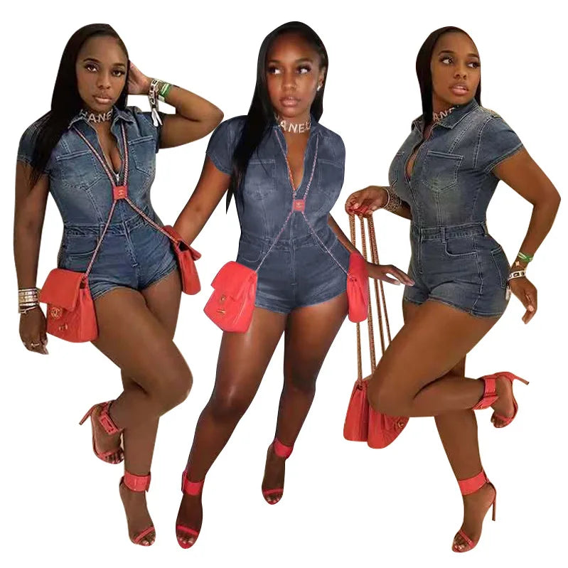 Demin Overalls Women Jumpsuits Mom Jeans One Piece Short Pants High Waist Rompers Y2k Streetwear Jumpsuit Summer 2025 Bodycon Purplish Diva