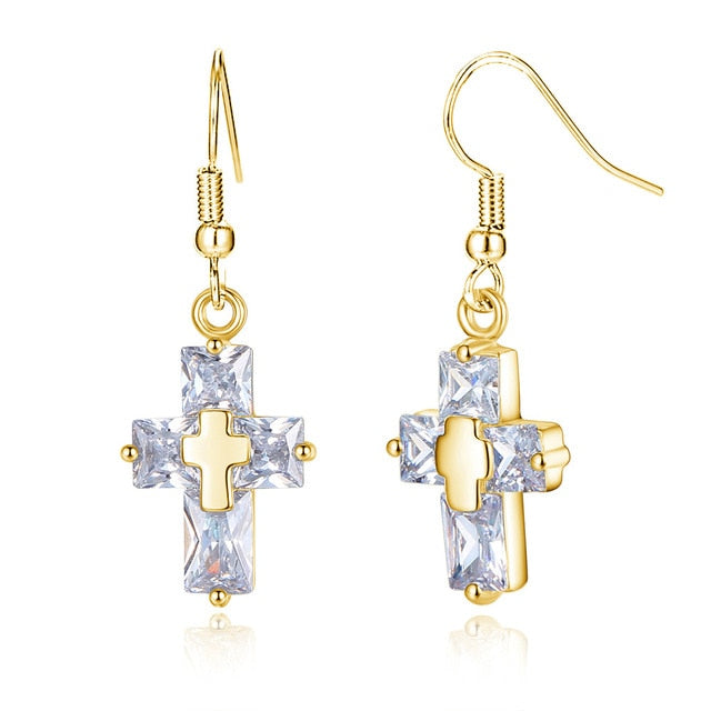 Transparent Cross Necklace and Earrings Pi-Mart