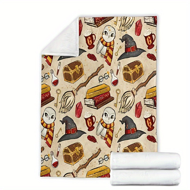 1pc Flannel Digital Printed Throw Blanket Sofa Blanket, Home Leisure Blanket, Air Conditioning Blanket, Nap Blanket, Soft And Comfortable Halloween Cute Hat Cat White Ghost Bat Pumpkin Bed Blanket Lootquake LLC