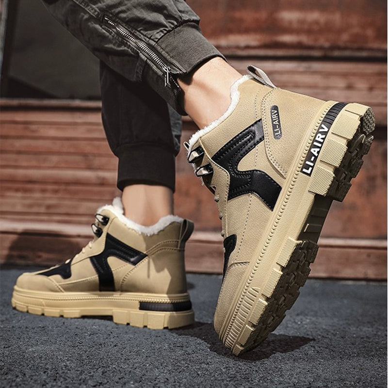 Winter Thickened Velvet Warm Ankle Boots Men Outdoor Subzero Anti-cold Anti-ski Snow Boots Outdoor Casual Walking Running Flat Shoes Pi-Mart