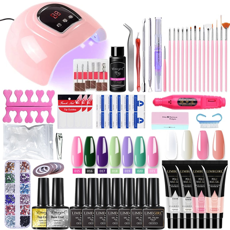 Poly nail Gel Kit With 54W UV Lamp Pi-Mart