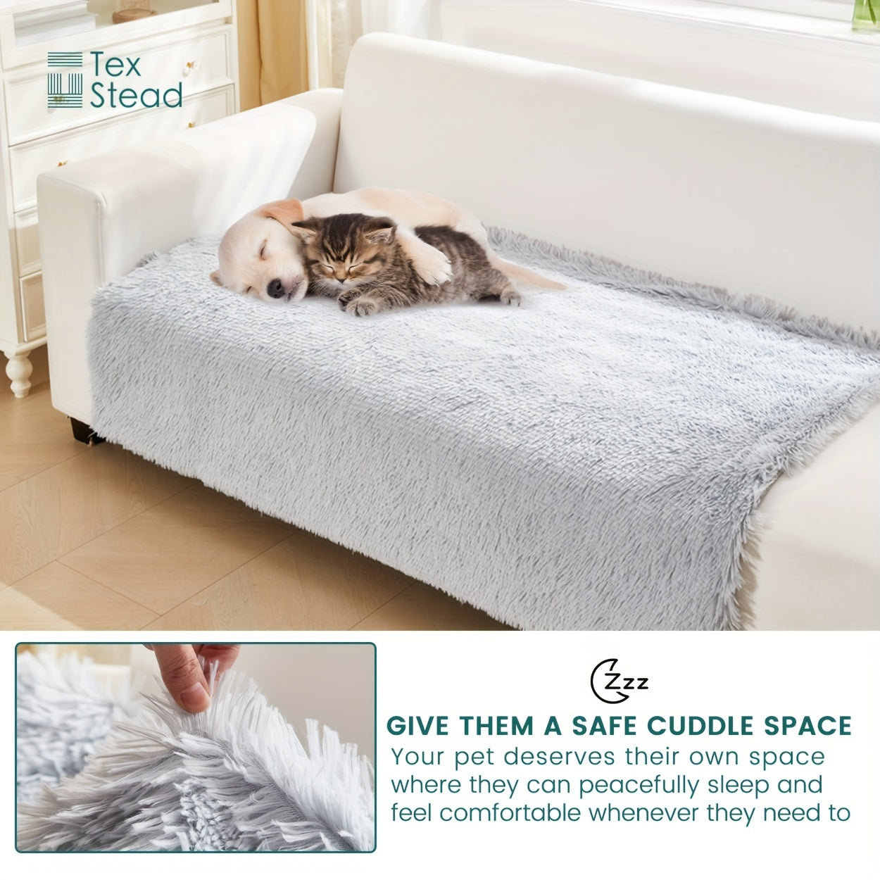 1pc Long Plush Dog Blanket, Soft Dog Throw Blanket, Reversible Dog Calming Bed Mat Sofa Cover Lootquake LLC
