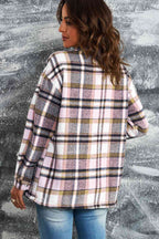 Classic Plaid Button Front Shirt Jacket with Breast Pockets Casual & Minimalist Outerwear Stevvex