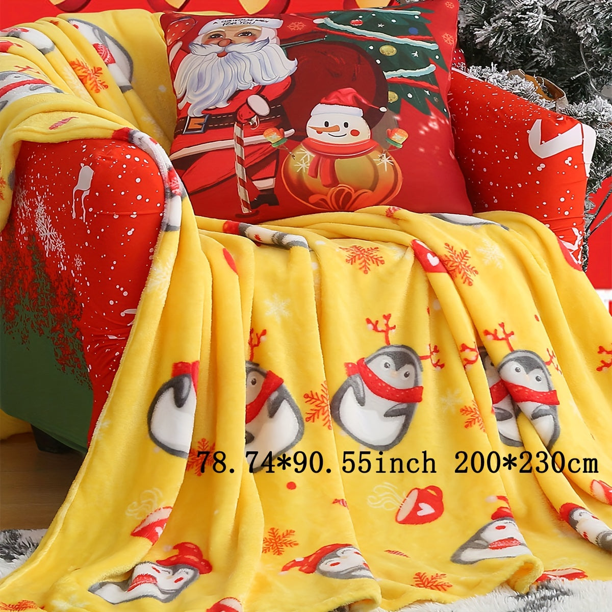 1pc Christmas Plush Bed Blanket, Soft Comfortable Blanket For Sofa Office Bed Camping Travelling Christmas Gift Lootquake LLC