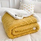 [Versatile Use] Luxurious Double-Layer Jacquard Taffeta Fleece Blanket, Thick Plush White Bed Throw for Single or Double Use - Soft, Cozy, All-Season Comfort, Ideal for Bedroom Elegance, Blanket for Bed Lootquake LLC