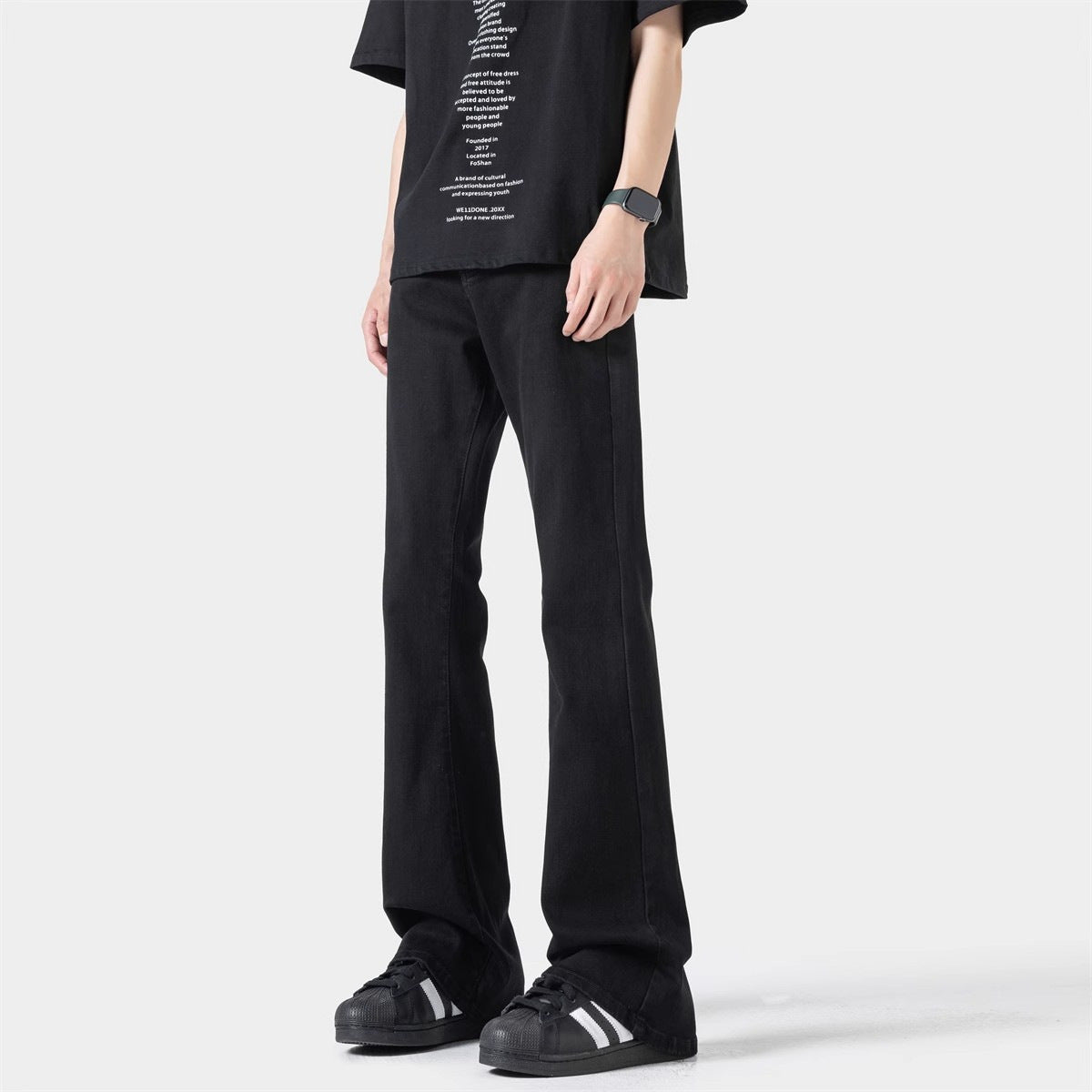 Black Casual Trousers Straight Micro-pull Lootquake LLC