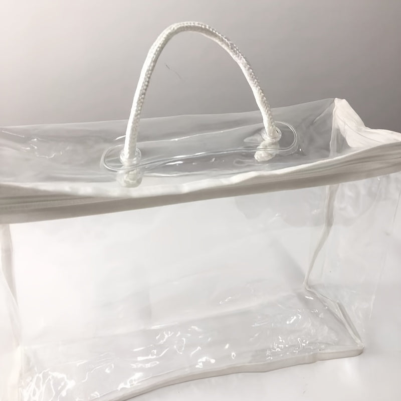 1pcs/2pcs 2-Pack Transparent PVC Travel Makeup Bag, Waterproof Cosmetic Pouch for Travel, Portable Quilt Blanket Storage Bag Lootquake LLC