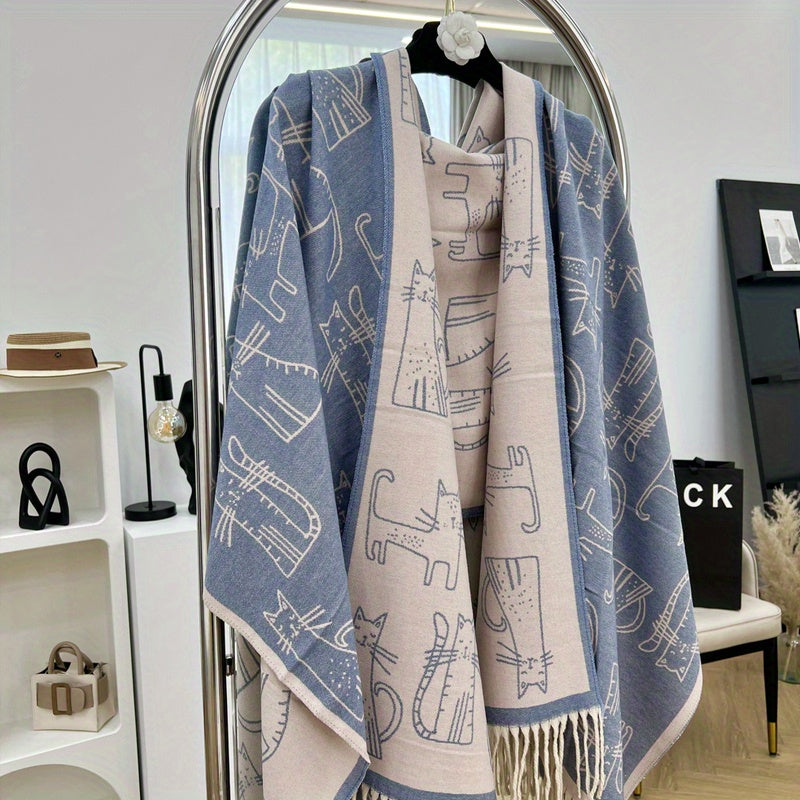 Simple Cartoon Tassel Scarf Fashion Outerwear Warm Wrap Office Nap Blanket Air Conditioning Room Windproof Shawl For Women Lootquake LLC